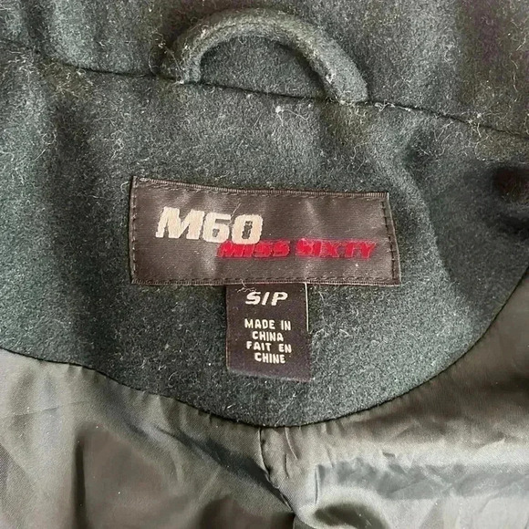 [S]  Miss Sixty Women's Zip Front Wool Blend Green Military Pea Coat - Picture 11 of 12